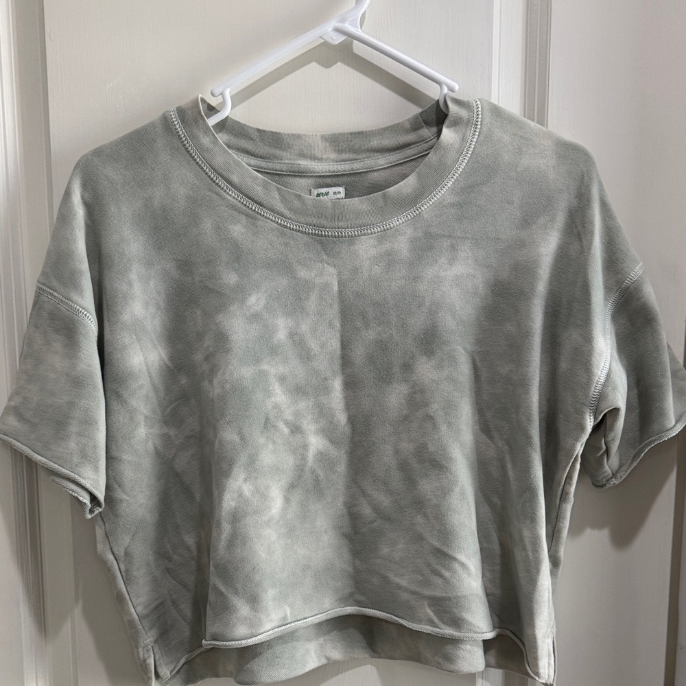 aerie Washed Sage Gray Cropped Tee